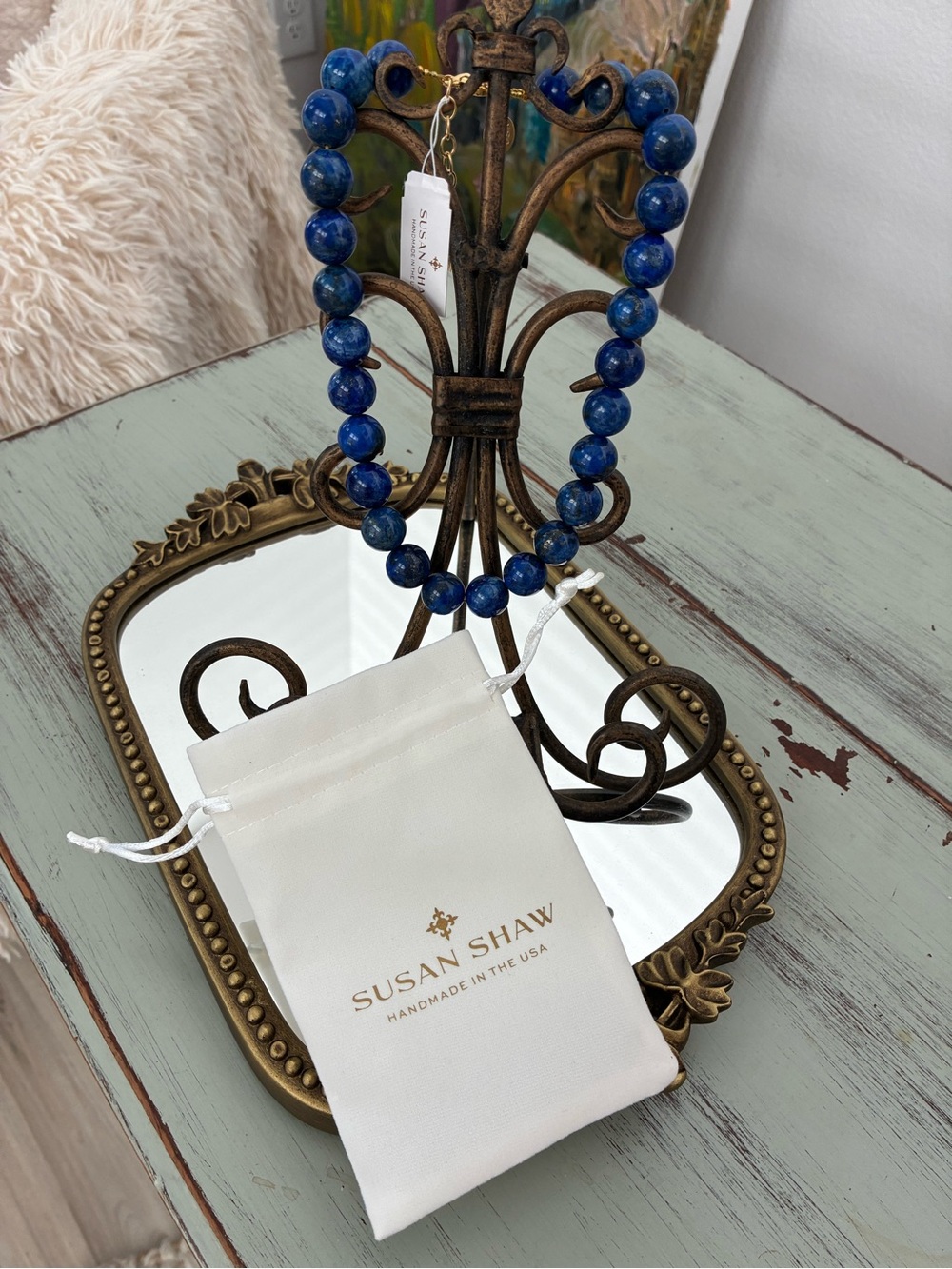 Susan Shaw 14mm Blue Lapis Necklace